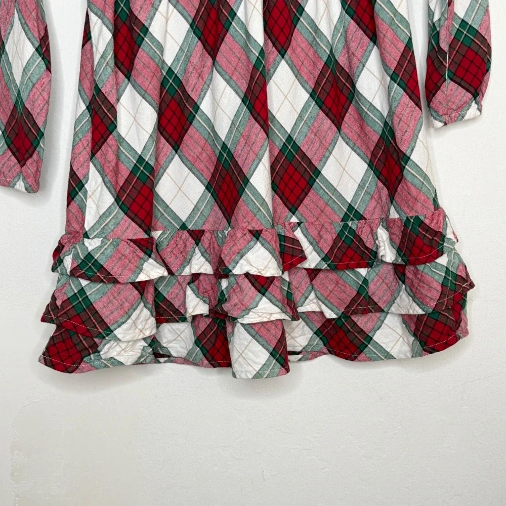 Gymboree Girls Dress Size 8 Red Green Plaid Cotton Long Sleeve Holiday Christmas